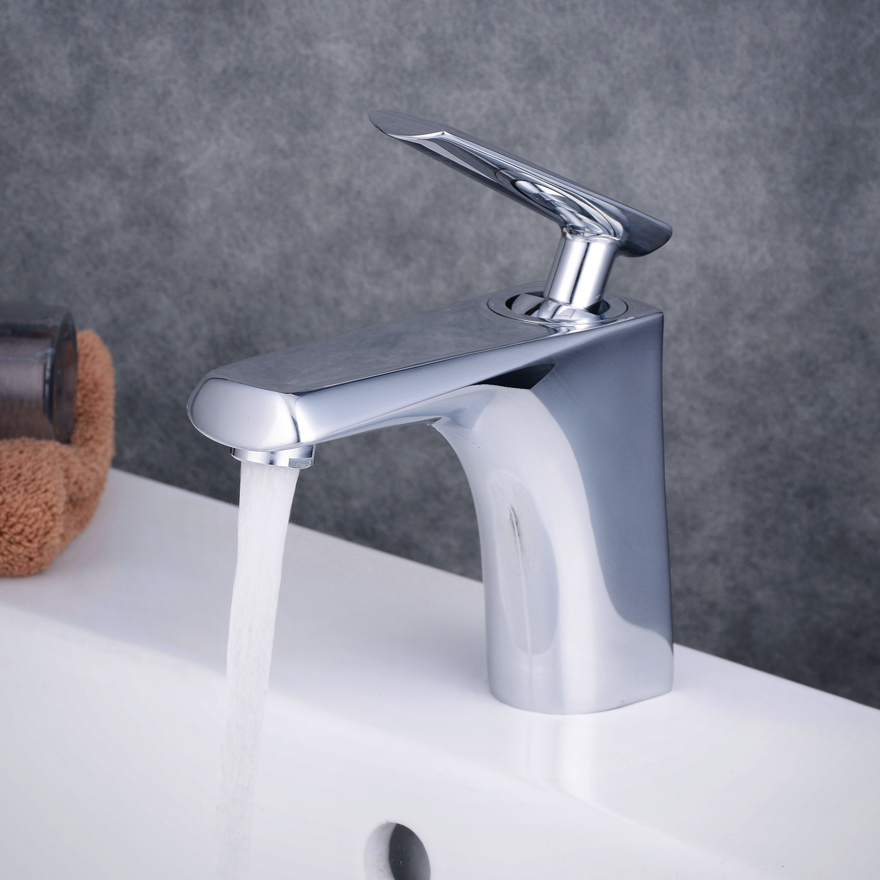 Contemporary Centerset Waterfall Ceramic Valve One Hole Single Handle One Hole Chrome , Bathroom Sink Faucet TP0317